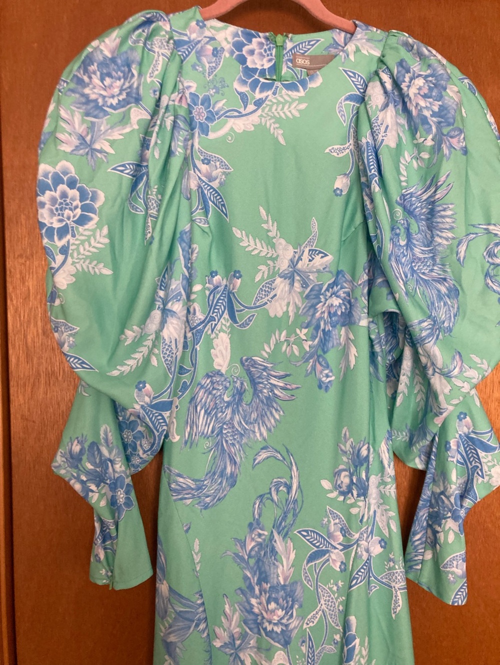 ASOS Mint Green Maxi Dress with Blue Flowers